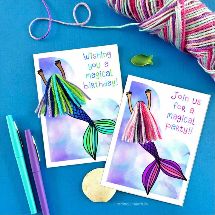 Create a Mermaid Birthday Card and Invitation