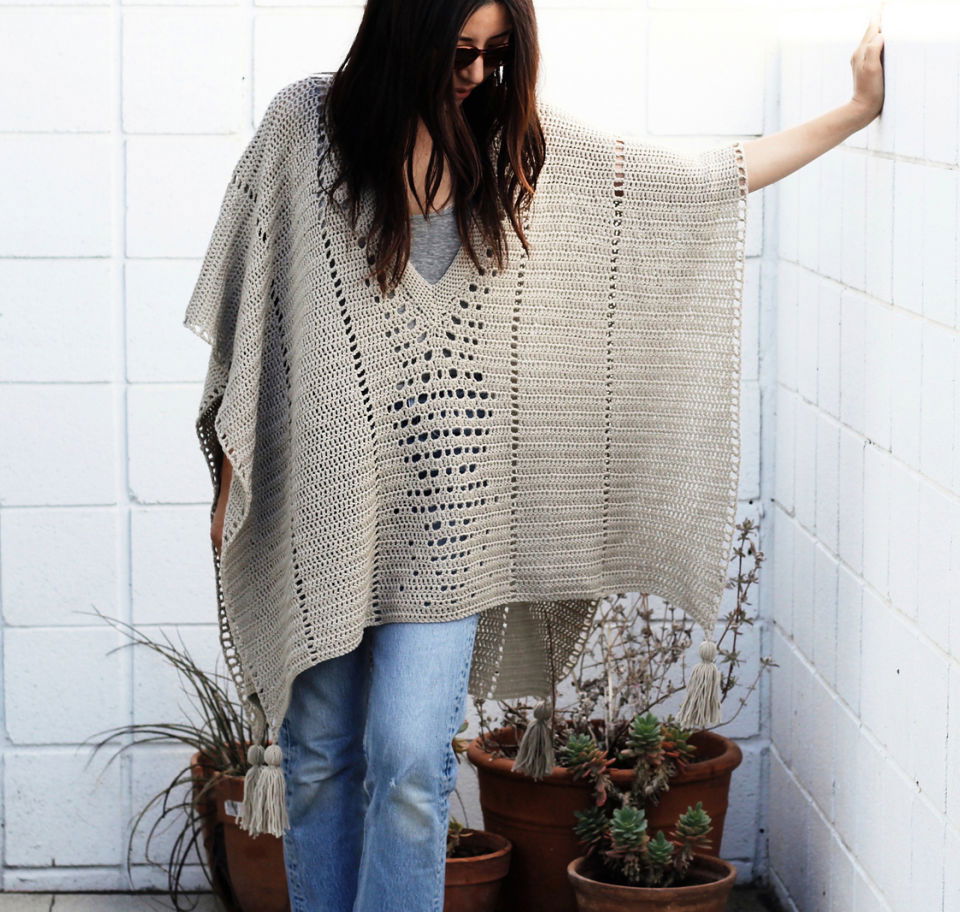 Cross Country Rectangle Poncho Crochet Pattern