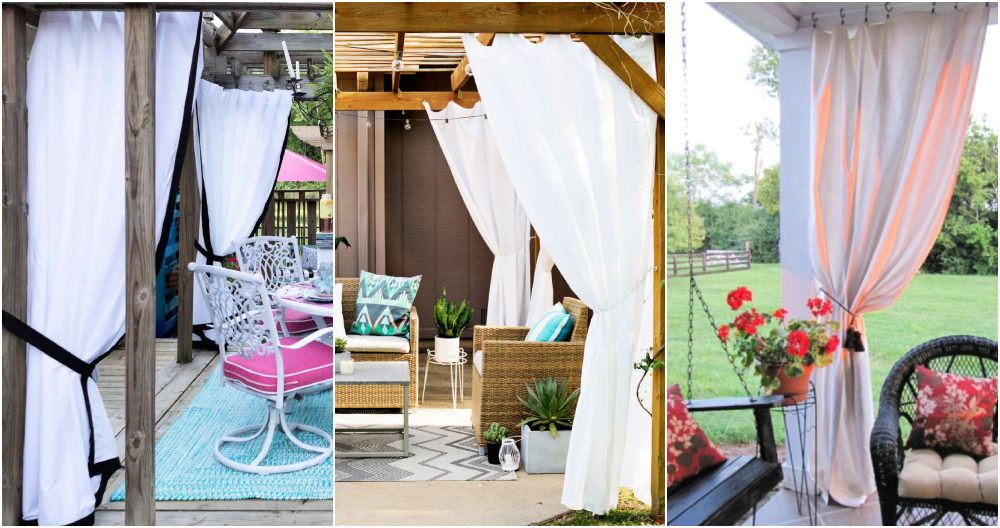 cheap diy outdoor curtains: pergola curtain ideas