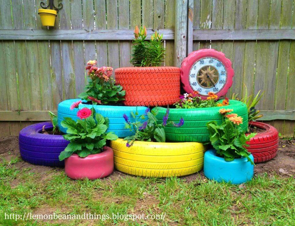 DIY Recycle Tire Planter