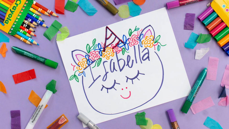 Draw Along Unicorn Name Sign