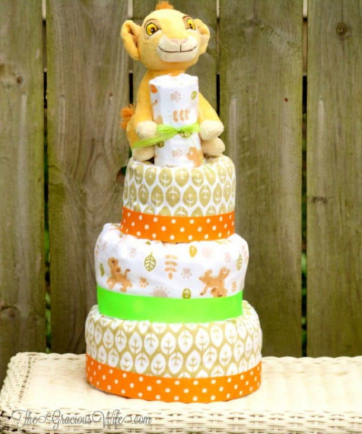 Easy DIY Lion King Faux Fondant Diaper Cake