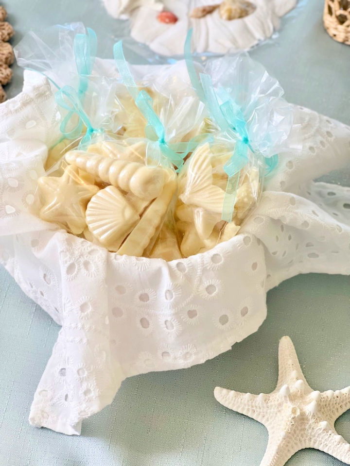 Shimmering White Chocolate Seashell Party Favors